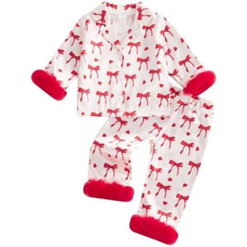 Multitrust Baby Girls Silk Pajamas Set Daisy Floral Girl Button Down Long Sleeve Shirts and Pants Infant Satin Pj Lounge Set