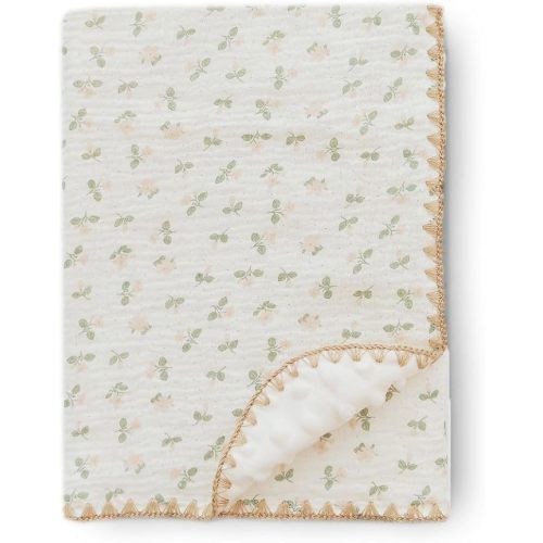 Gunnaicat Baby Swaddel Blanket Cotton Muslin Thick Bath Towel Dotted Backing Double Layer Receiving Blanket 40"x40" (Little Pink Flower)