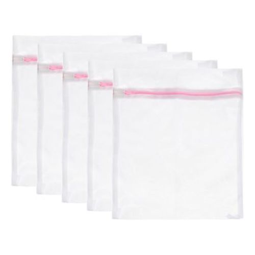 Unique Bargains Mesh Laundry Wash Bags with Zipper for Delicate Clothing 5 Pcs Pink 11.8"x15.7"