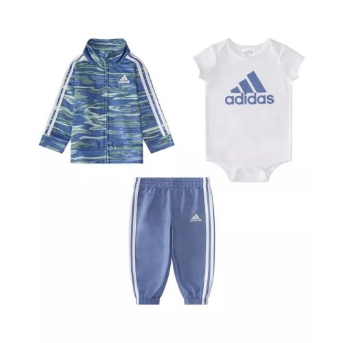 Adidas CREW BLUE Baby Boys Tricot Jacket, Bodysuit & Pants, 3 Piece Set, US 6M