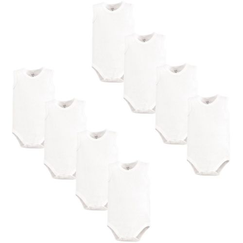 Organic Cotton Sleeveless Bodysuits 8pk, White, Newborn