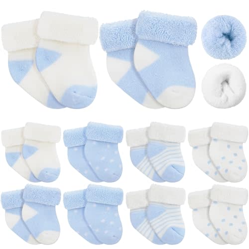 Twistover 10 Pairs Preemie Baby Terry Cotton Turn Cuff Socks for Newborn Girls Boys - Nicu