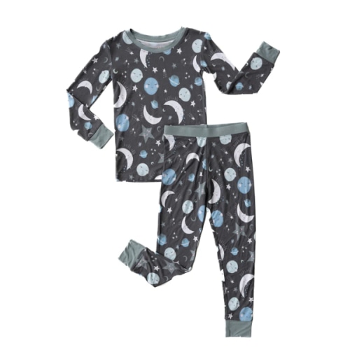 Blue To the Moon & Back Two-Piece Pajama Set - Little Sleepies 18-24m
