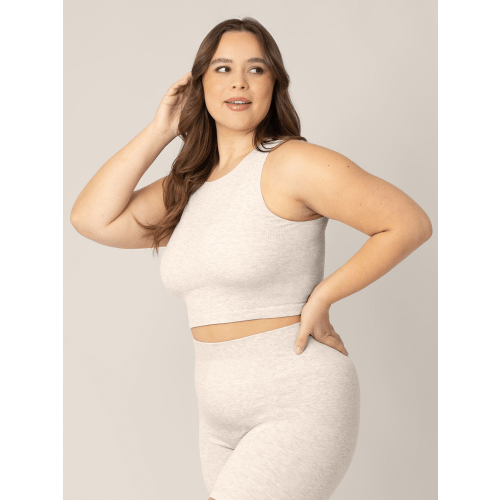 Sublime® Bamboo Maternity & Nursing Longline Bra Top | Oatmeal Heather - Kindred Bravely