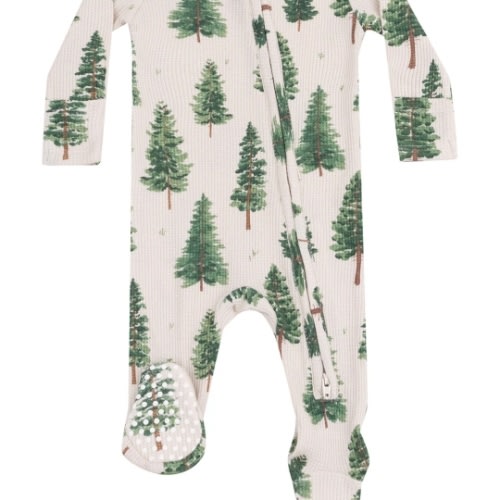 2-Way Zip Footie, Forest Trees – SpearmintLOVE