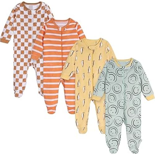 Onesies Brand baby-boys 4-pack Sleep 'N Play Footies
