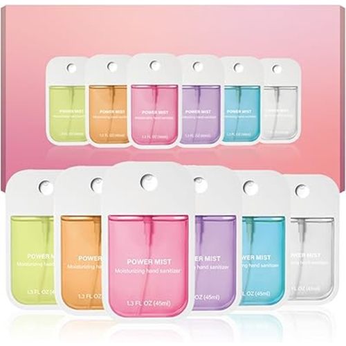 Power Mist Hydrating Hand Sanitizer Spray, Portable Travel-Size Hand Sanitizer Spray,8 Scents, 500-Sprays Each，Suitable for Both Adults and Children (6PCS)