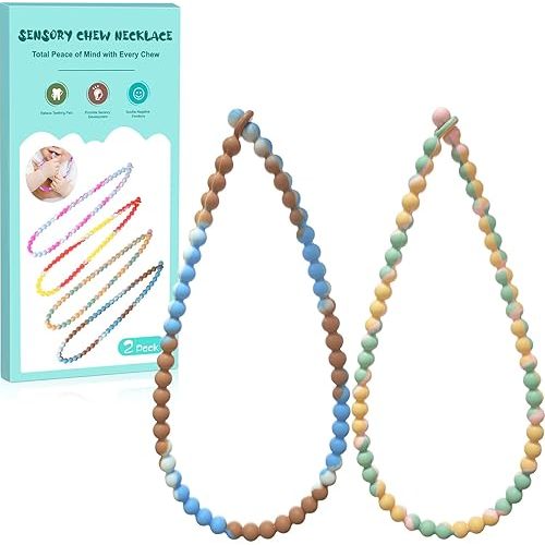 Teething Necklace for Baby - Integrated Safety Design for Toddler, Sensory Chew Necklace for Kids, Boys, Girls with Autism, ADHD, Fidget - Nursing Breastfeeding Necklace for Mom