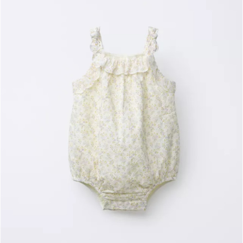 TEXTURED FLORAL ROMPER - Ecru | ZARA United States
