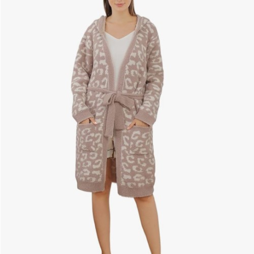 bearberry Hooded Robe Cozy In The Wild Robe Lightweight Soft Plush Bathrobe with Pockets for Women