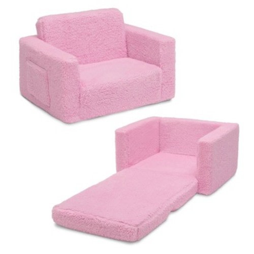 Delta Children Kids' Cozee Flip-Out Faux Shearling 2-in-1 Convertible Chair - Pink