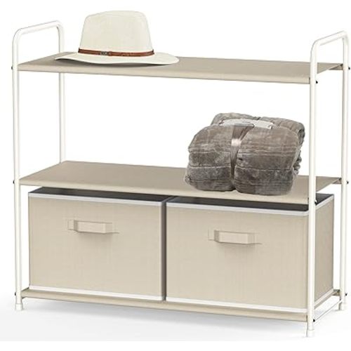 Simple Houseware 3-Tier Closet Storage with 2 Drawers, Beige