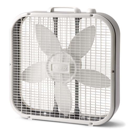 "Lasko 20"" Metal Blade Box Fan, 3 Speeds, Weather-Resistant, Portable, White, B20200"