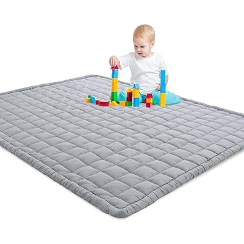 HOMBYS Soft Thick Play Mat for Playpen 50x50, Soft Quilted Baby Play Carpet Mat with Non-Slip Backing for Kids Toddler Crawling and Play, Machine Washable Playmat for Nursery