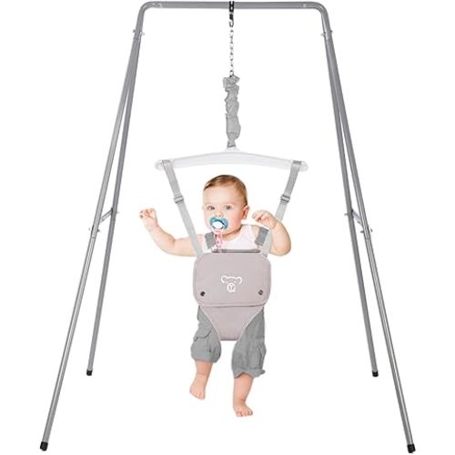 G TALECO GEAR Baby Jumper with Stand, Baby Jumpers and Bouncers, Baby Exerciser Suitable for 6-24 Months, Easy to Assemble & Store Jumper for Baby (Grey)