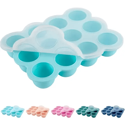 Light Green Silicone Baby Food Storage Container (Pack of 12) | 1.5 Ounce | Freezer Tray, Baby Food Storage Container | with Clip on Lid, Silicone Freezer Molds