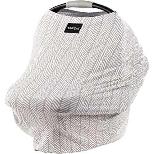 Milk Snob Original 5-in-1 Cover - Added Privacy for Breastfeeding, Baby Car Seat, Carrier, Stroller, High Chair, Shopping Cart, Lounger Canopy - Newborn Essentials, Nursing Top, Herringbone
