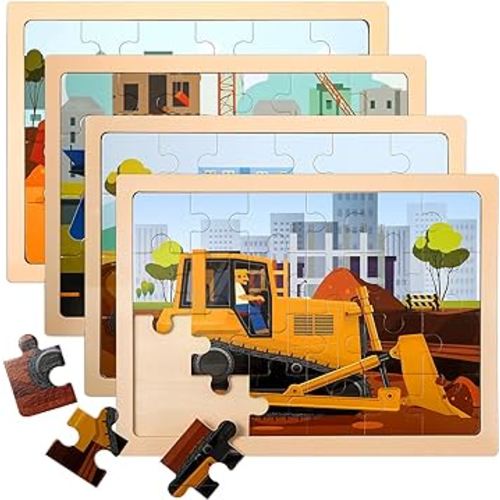 Amazon.com: Wooden Vehicle Puzzles for Kids Age 3 4 5 Year Old, 4 Pack 24 Pcs Montessori Toddler Jigsaw Puzzles for Girl boy Activities Preschool Learning Educational Birthday Gift Travel Autistic Wooden Toys : Toys & Games
