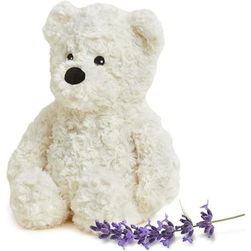 warmies Microwavable & Weighted Stuffed Animals, Cream Curly Bear - Heated Stuffed Animal Plushie for Warmth & Comfort - Cute Soft Plush Toys for Adults & Children (Boys, Girls, Babies & Toddlers)