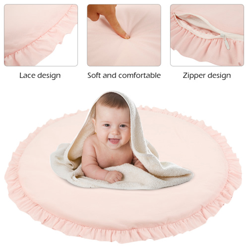GORWARE Newborn Baby Padded Play Mats Soft Cotton Crawling Mat Girls Game Rugs Round Floor Carpet for Kids Interior Room Decoration