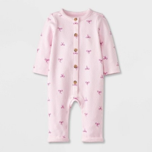 Baby Cozy Ribbed Romper - Cat & Jack™ Pink 6-9M