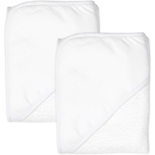HonestBaby 2-Pack Organic Cotton Hooded Towels, Bright White, One Size
