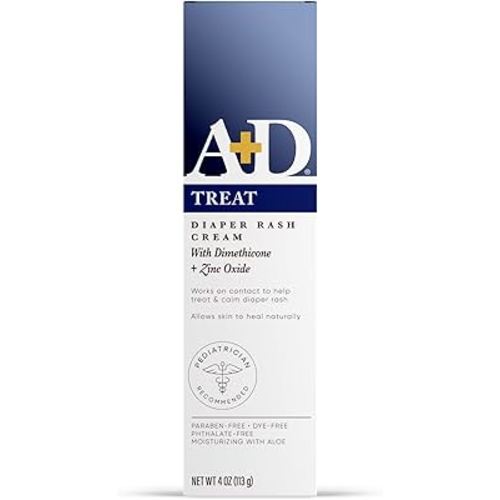 A+D Zinc Oxide Diaper Rash Cream - Soothes & Treats Diaper Rash - Zinc Oxide 10% Dimethicone 1% - Easy Spreading Diaper Rash Cream for Baby - Healing Skin Ointment for Red, Irritated Skin - 4oz