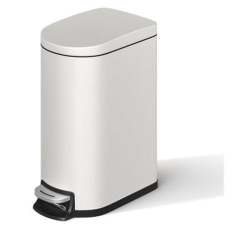 Metal Step Trash Can, Slim Bathroom Garbage Bin with Soft Close Lid & Inner Bucket, Leak-Proof Small Trash Can for Bathroom, Bedroom, Office