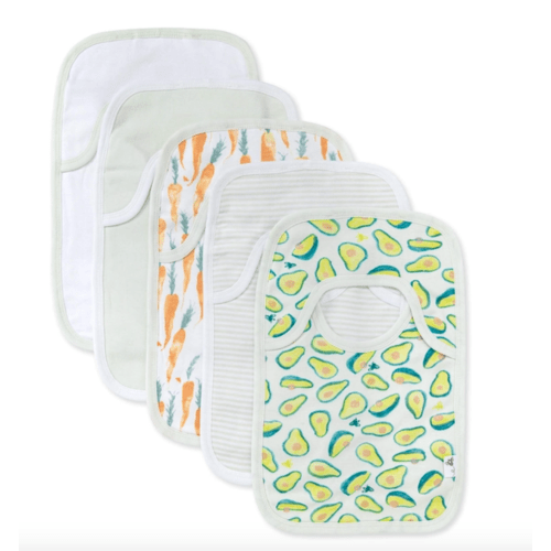 Set of 5 Carrots & Avocados Bibs