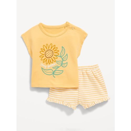 French-Terry Graphic Top and Shorts Set for Baby
