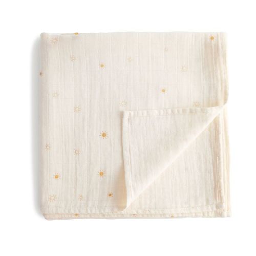Organic Cotton Muslin Swaddle Blanket Sun One Size