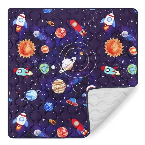 SWESEN Baby Play Mat for Floor, 50x50 Playpen Mat with Anti-Slip Bottom, Soft Thicker Foam Crawling Mat, Space Theme Activity Playmats, Foldable and Machine Washable