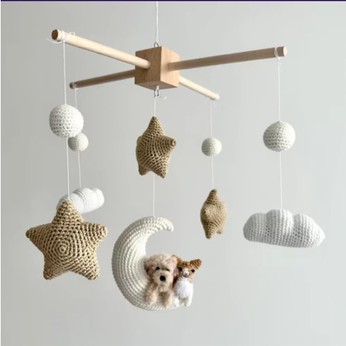 MY DOLLFY Pet Moon Brown | Custom Crochet Pet Nursery Baby Mobile – My Dollfy