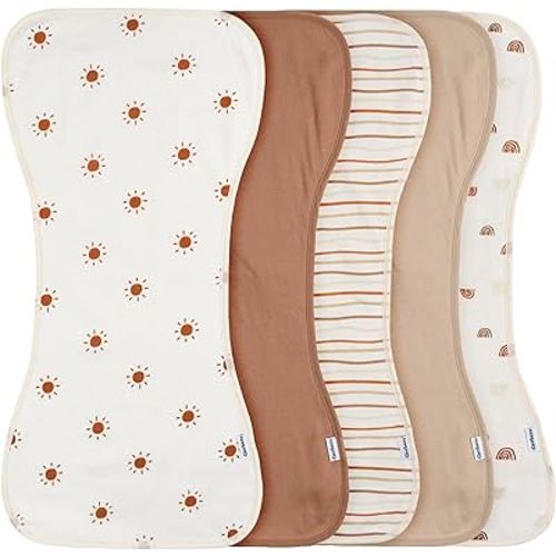 Gerber Baby Unisex Burp Cloths 5-Pack, Rust Tan, Size 10.5" x 21"