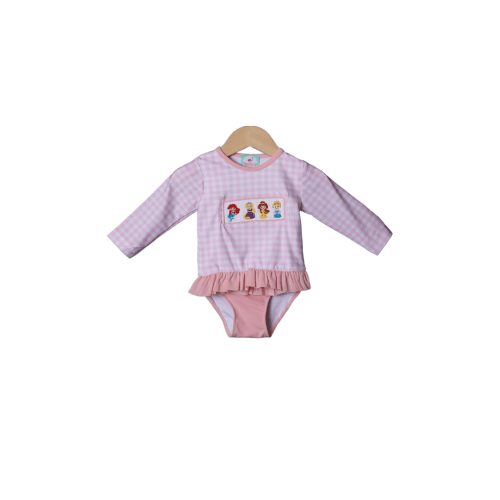 Smocked Princess Pink Gingham Swimsuit