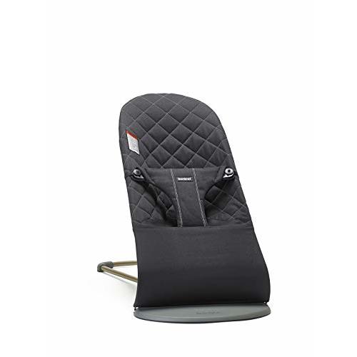 BabyBjörn Bouncer Bliss, Cotton, Black | 2-in-1 Adjustable Baby Bouncer Seat and Toddler Chair, Newborn to Toddler (8-29 lbs), 4 positions, Lightweight & Portable