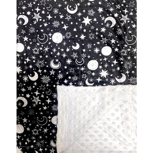 Baby Blanket for Girls Boys Black Moon Star Minky Super Soft Double Layer Receiving Blanket with Dotted Backing for Newborns Nursery Stroller Receiving Toddlers Crib Bedding Blankets 30x40 Inch