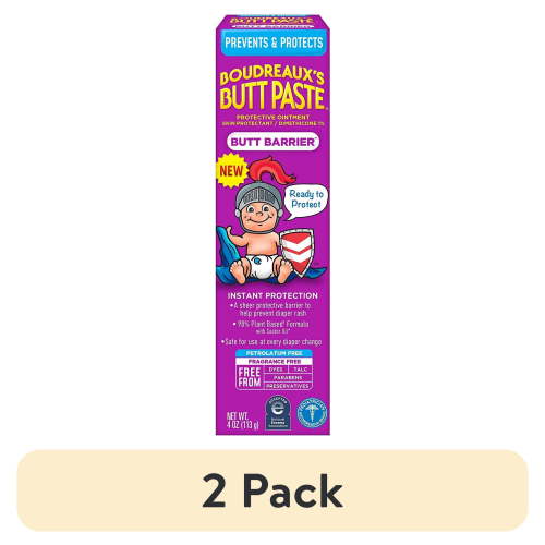 (2 pack) Boudreaux's Butt Paste Butt Barrier Diaper Rash Prevention Cream, Ointment for Infant, 4 oz