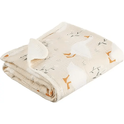 Breling Silly Goose Muslin Baby Blankets for Girls Boys, 100% Cotton Crib Blanket for Infant Toddler, 40 x 36 Inch Soft and Lightweight Nursery Swaddling Wrap