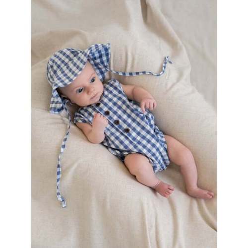 Wren Seersucker Bubble Romper Gingham - Colored Organics | Maisonette