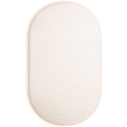 Muslin Bassinet Sheet for Baby Boy and Girl, Universal Fit for Rectangle, Oval, Hourglass Bassinet Mattress, Moses Basket Sheets (Cream, Bassinet Sheet)