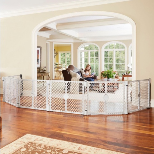 Toddleroo by North States - Superyard Duo Extra Wide Baby Gate & Play Yard: 6 Panel Baby Playpen - Included Wall Mount Kit - Made in USA - 38.5 to 201 Inches Wide - 26 Inches Tall - Light Gray