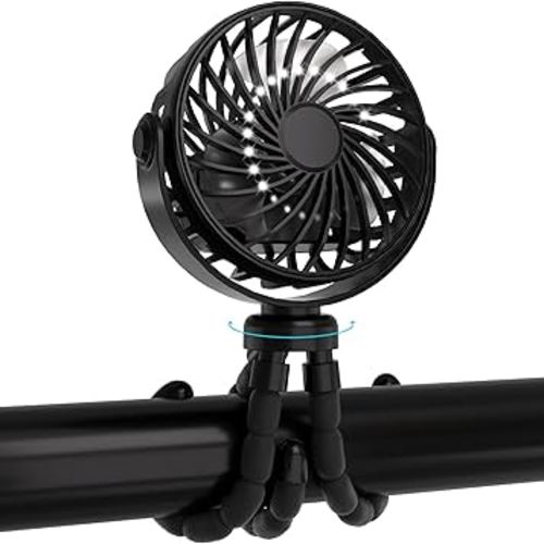 JYJZPB Mini Portable Stroller Fan Clip On for Baby with Flexible Tripod,3 Speed 360° Rotate Rechargeable Handheld Baby Stroller Fan,Cooling Baby Fan for Stroller & Car Seat,Crib,Bike,Treadmill,Travel