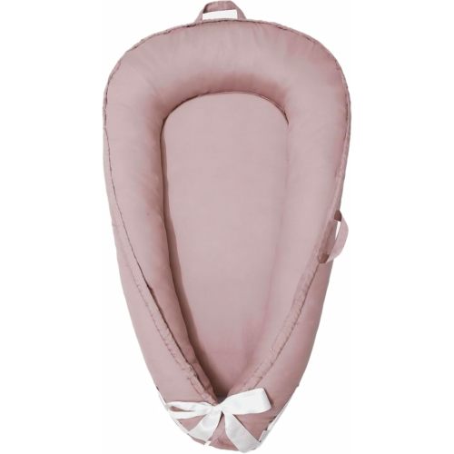 Aila+Aiden Baby Nest, Baby Lounger, Organic Cotton Lounger for Baby, Reversible Breathable Adjustable Portable - Star Collection (Dusty Rose)