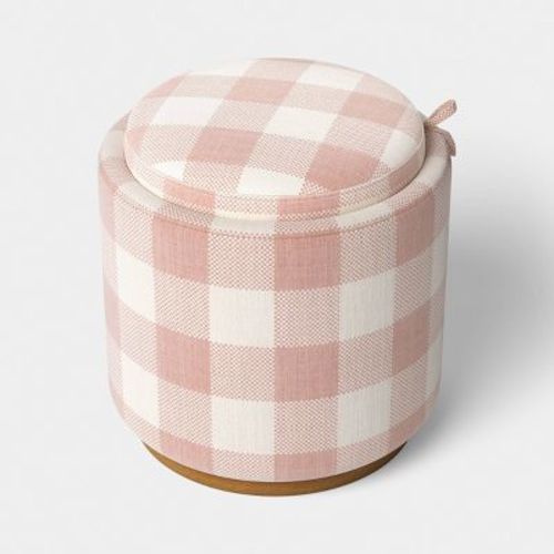 Dorm Round Upholstered Dorm Storage Ottoman Pink - Room Essentials™
