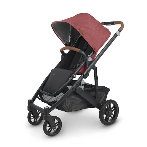 UPPAbaby Cruz V2 Stroller/Full-Featured Stroller with Travel System Capabilities/Toddler Seat, Bumper Bar, Bug Shield, Rain Shield Included/Lucy (Rosewood Mélange/Carbon Frame/Saddle Leather)