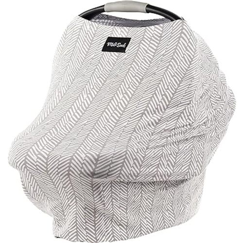 Milk Snob Original 5-in-1 Cover - Added Privacy for Breastfeeding, Baby Car Seat, Carrier, Stroller, High Chair, Shopping Cart, Lounger Canopy - Newborn Essentials, Nursing Top, Herringbone