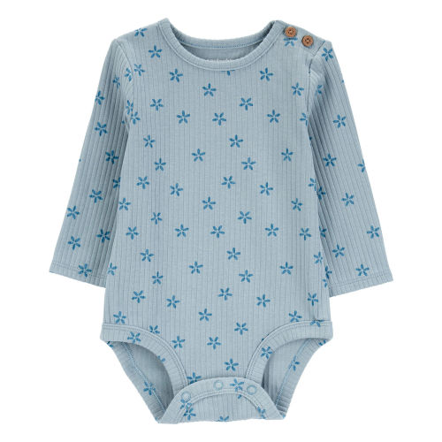 Baby Floral Ribbed Long-Sleeve Bodysuit
