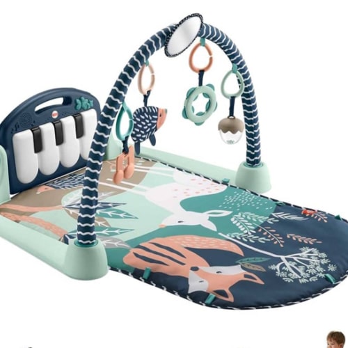 Fisher-Price Baby Playmat Kick & Play Piano Gym with Musical and Sensory Toys for Newborn to Toddler, Navy Fawn