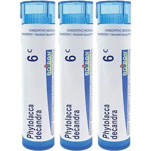 Boiron Phytolacca Decandra 6c Homeopathic Medicine for Sore Throat Pain Radiating to The Ears - Pack of 3 (240 Pellets)
